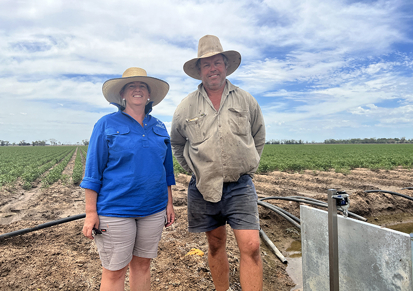 Cotton Australia Regional Manager Mel Swift with Andrew Gill