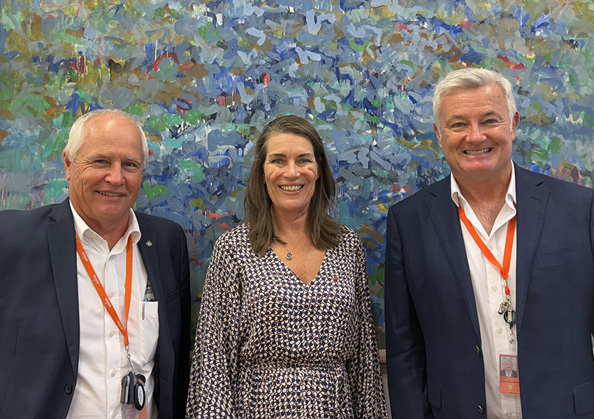 Cotton Australia’s General Manager Michael Murray and CEO Adam Kay with Senator Perin Davey, Shadow Minister for Water (Centre)