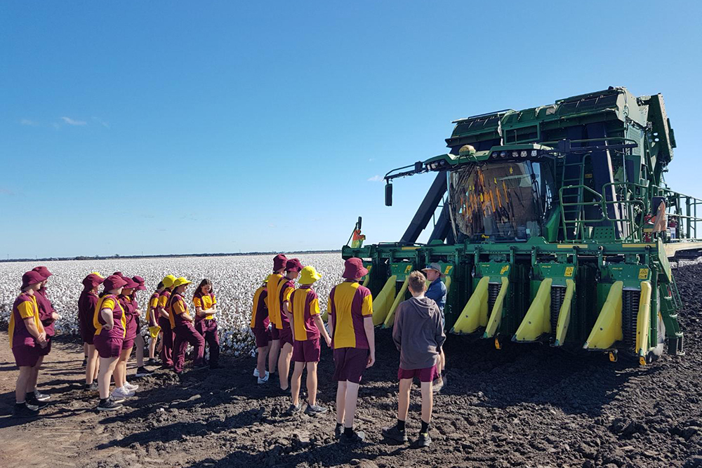 The year nine students were impressed seeing the picker in the field