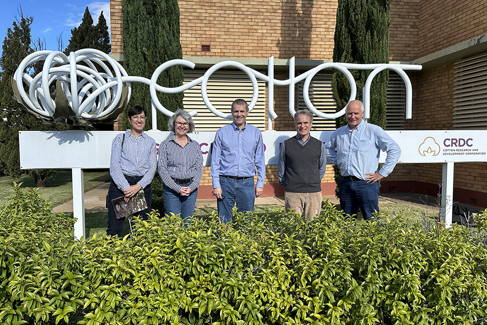 Joanna Stanion, First Assistant Secretary, Agricultural Policy Division, Department of Agriculture, Fisheries and Forestry; Tamara Dadswell, Assistant Director, Crops Section, Department of Agriculture, Fisheries and Forestry; Eric Trachtenberg, Executive Director, International Cotton Advisory Committee; Allan Williams, Executive Director of CRDC; and Michael Murray, General Manager, Cotton Australia.