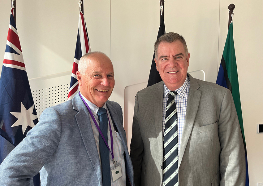 Cotton Australia General Manager, Michael Murray with Agriculture Minister Mark Furner