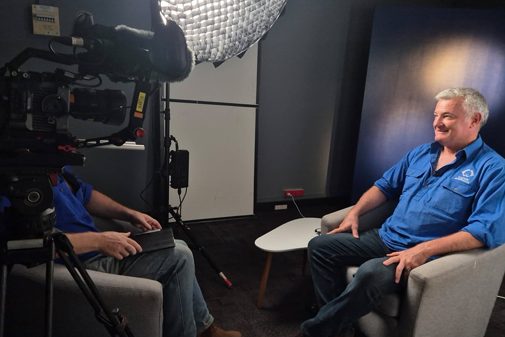 Adam being interviewed by the ABC's Matt Brann
