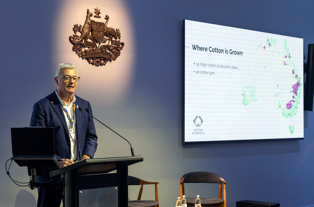 Adam Kay shared the Australian cotton story at the event