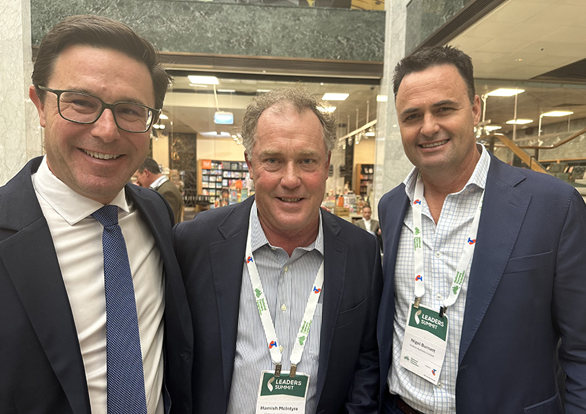 David Littleproud Shadow Minister for Agriculture with NFF Director Hamish McIntyre and Cotton Australia Chair Nigel Burnett