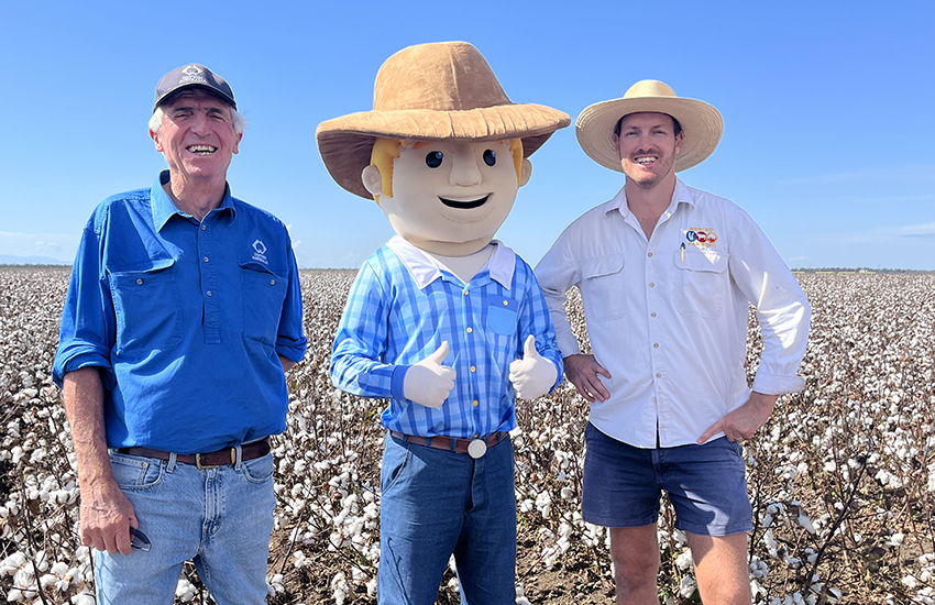 Alec Macintosh, Cotton Australia's Regional Manager for Northern NSW with George the Farmer and Daniel Kahl
