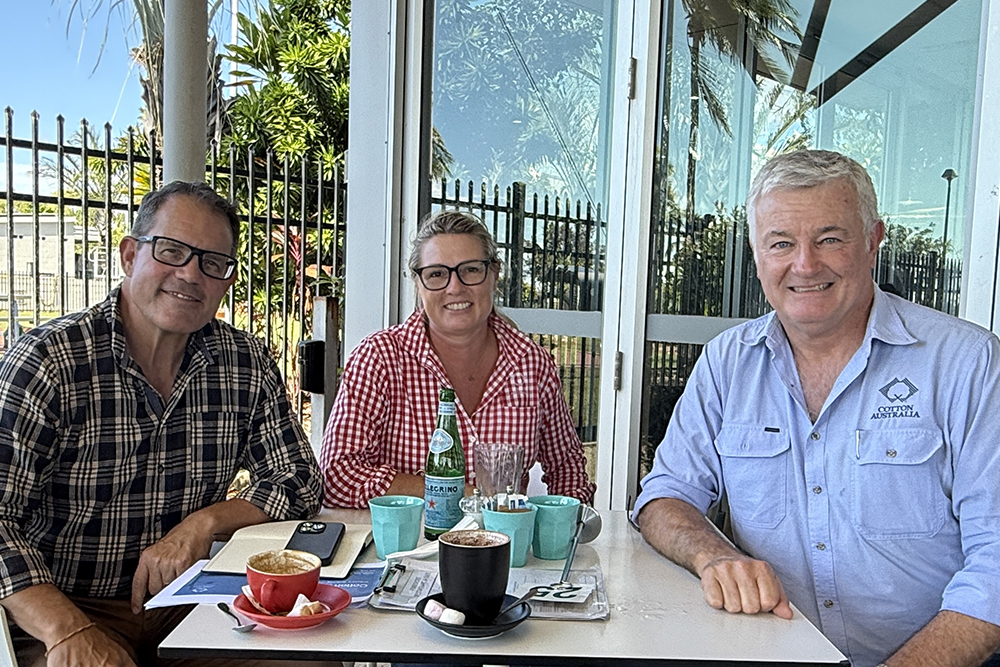Cotton Australia CEO Adam Kay and Regional Manager for Northern Australia Simone Cameron with Luke Gosling, the Federal Government’s Special Envoy for Northern Australia