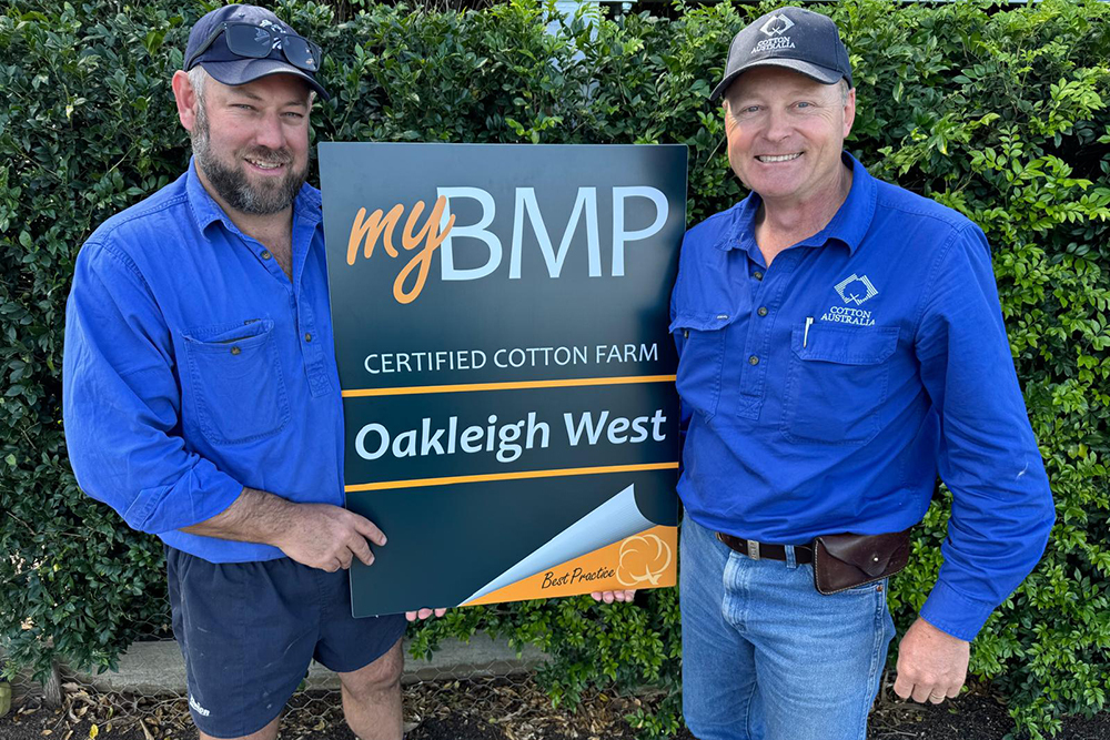 Cotton Australia Director Matt McVeigh recently achieved myBMP certification for his Oakleigh West property
