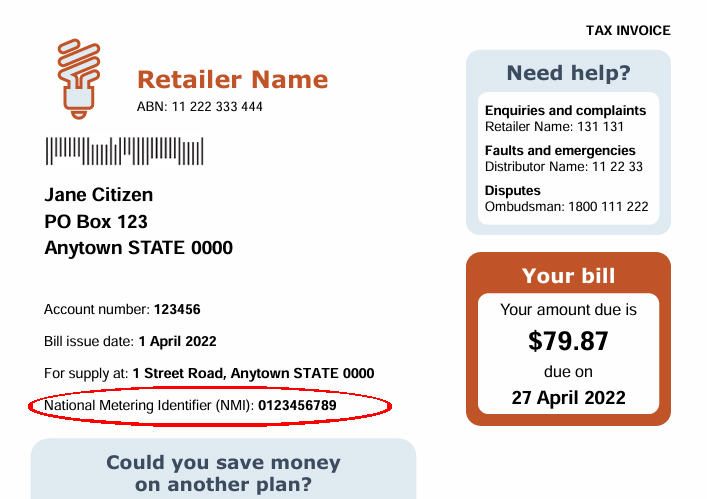 National Meter Identification Number (NMI)