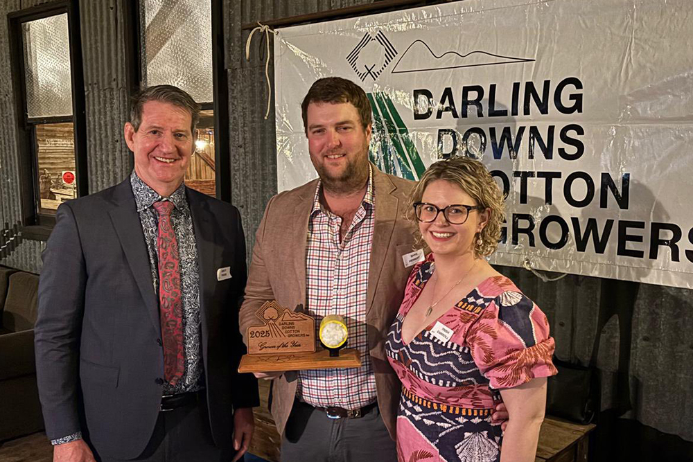 Cotton Grower of the Year Award winners - Rhys Herbert and Trish Carroll managers of Pastoral Properties (Cropping) Pty Ltd,