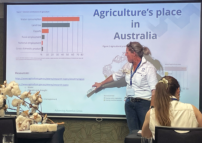 Simone Cameron presenting at the National Conference of the Australian Geography Teachers Association on Integrating the Australian Cotton Landscape into the Geography Classroom