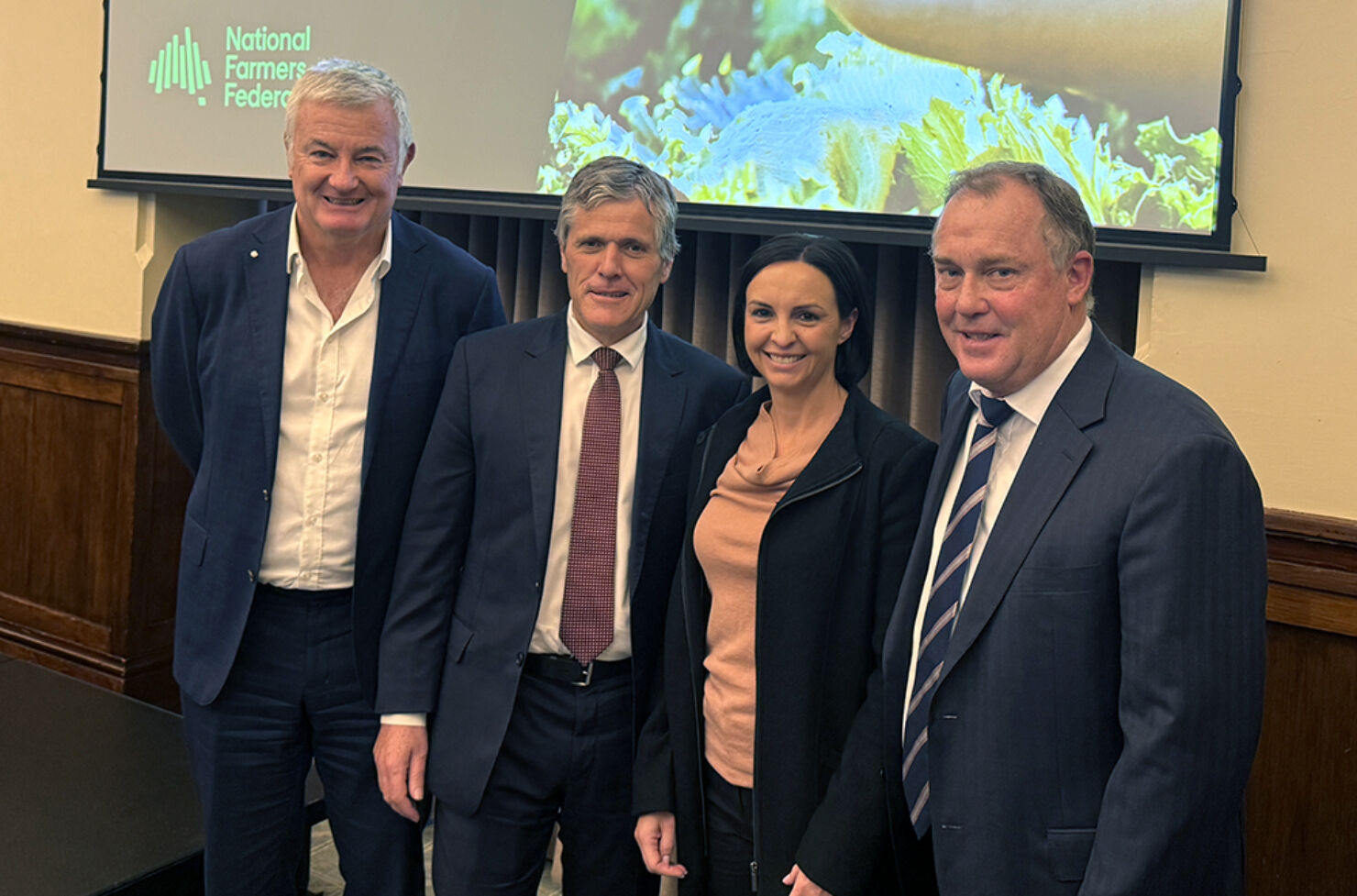 Cotton Australia CEO Adam Kay, NFF CEO Mike Guerin, CA Chair Liz Stott and NFF President Hamish McIntyre.