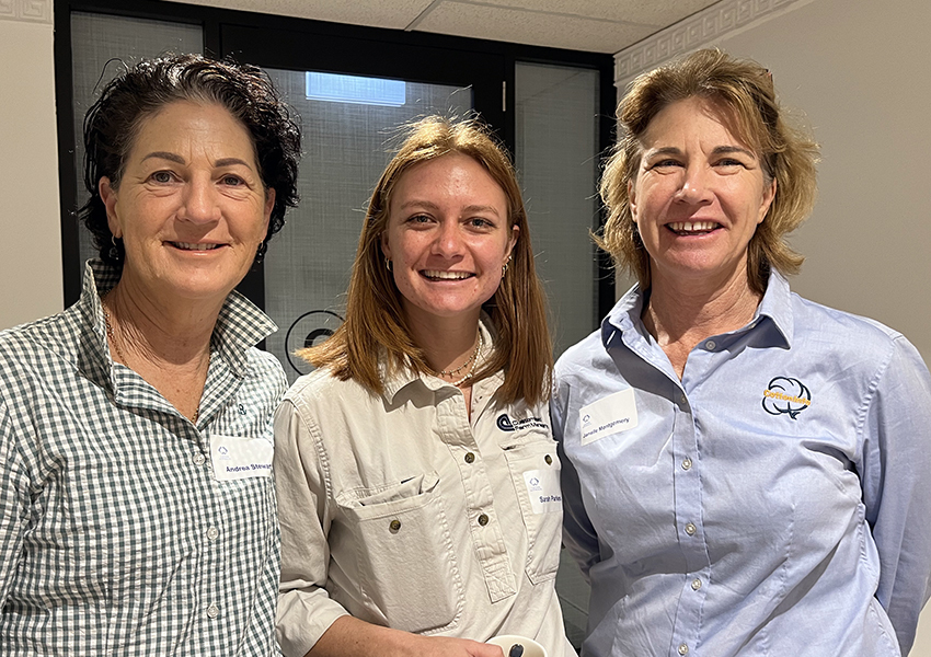Cotton Guardians Biosecurity Workshop attendees Naomi Wynn, Sarah Parkes and Janelle Montgomery