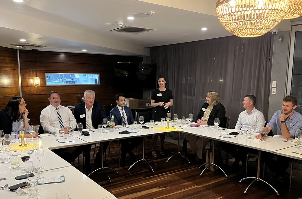 Cotton Australia Chair Liz Stott addressing the dinner guests