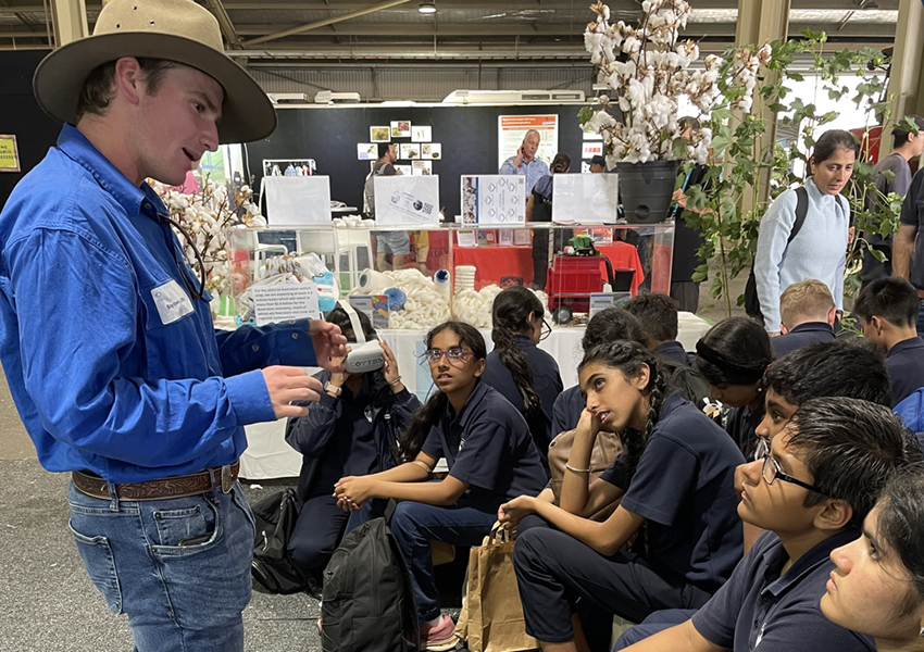 Last year's Royal Easter Show saw thousands of school students, as well as the public, visit the Cotton Australia stand.